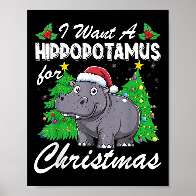 Affiche Je Veux Un Hiptamus Pour Noël Fille Hip Kids (Devant)