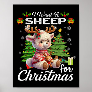 Affiche Je Veux Un Mouton Pour Noël Mignonnes Cadeaux Noël