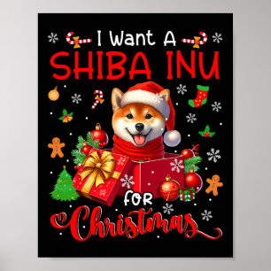 Affiche Je Veux Un Shiba Inu Pour Le Propriétaire De Noël 