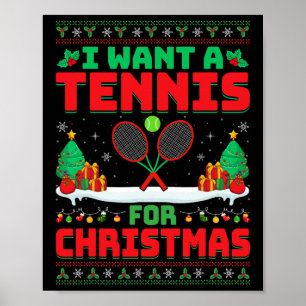 Affiche Je Veux Un Tennis Pour Noël - Joueur De Tennis Vil