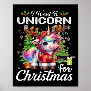 Affiche Je Veux Une Unicorne Pour Noël De Mignons Cadeaux