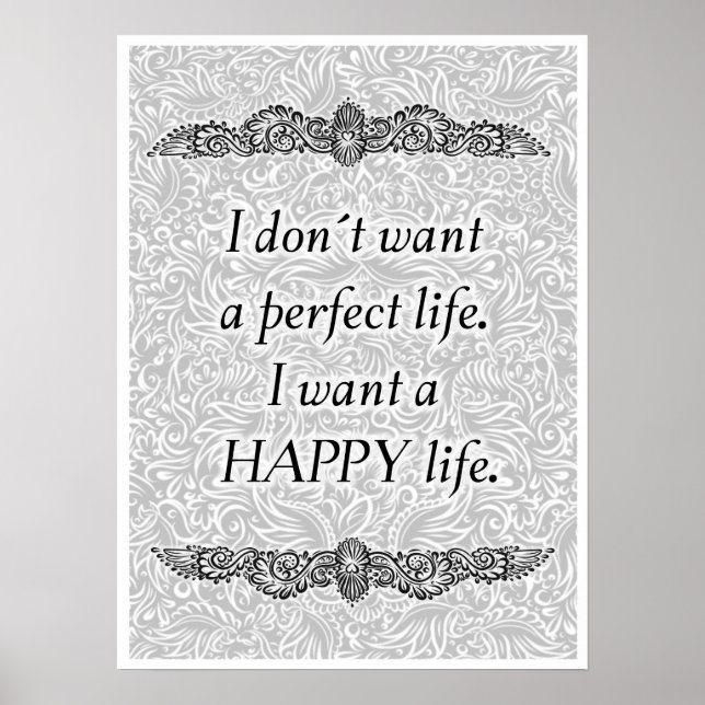 Affiche Je veux une vie heureuse - Citation positive (Devant)