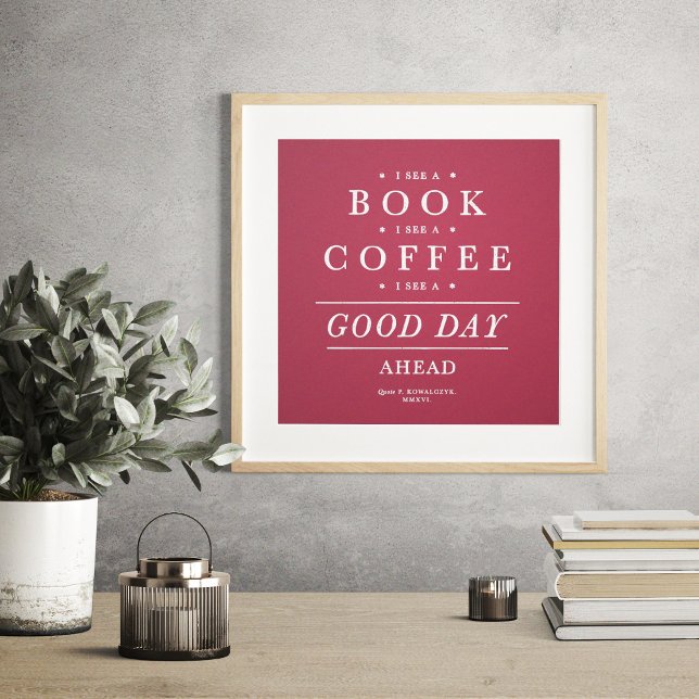 Affiche Je vois un livre café bonjour Citation Viva Magent (Créateur téléchargé)
