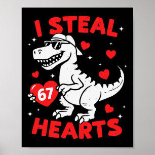 Affiche Je vole 67 cœurs de dinosaure pour garçons filles 