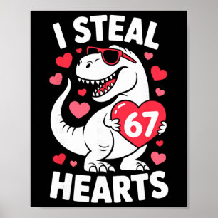 Affiche Je vole 67 cœurs Drôle 67 Saint-Valentin Dinosaure