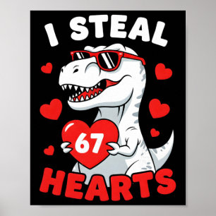 Affiche Je vole 67 cœurs Drôle 67 Saint-Valentin Dinosaure