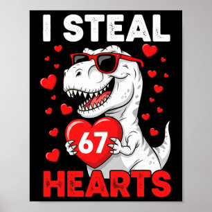 Affiche Je vole 67 cœurs Drôle 67 Saint-Valentin Dinosaure
