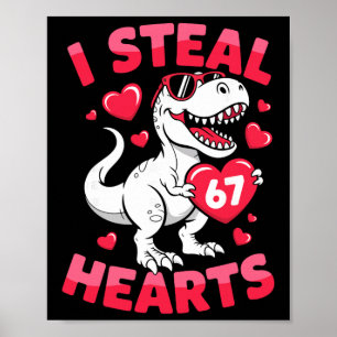 Affiche Je vole 67 cœurs Drôle 67 Saint-Valentin Dinosaure