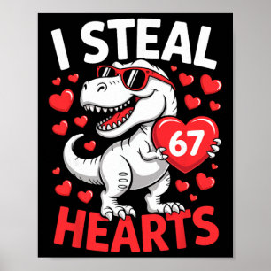 Affiche Je vole 67 cœurs Drôle 67 Saint-Valentin Dinosaure