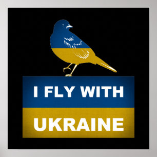 Affiche Je vole avec l'Ukraine, oiseau Nightingale Nationa