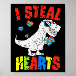 Affiche Je vole Coeurs Dinosaure Sensibilisation sur l'aut