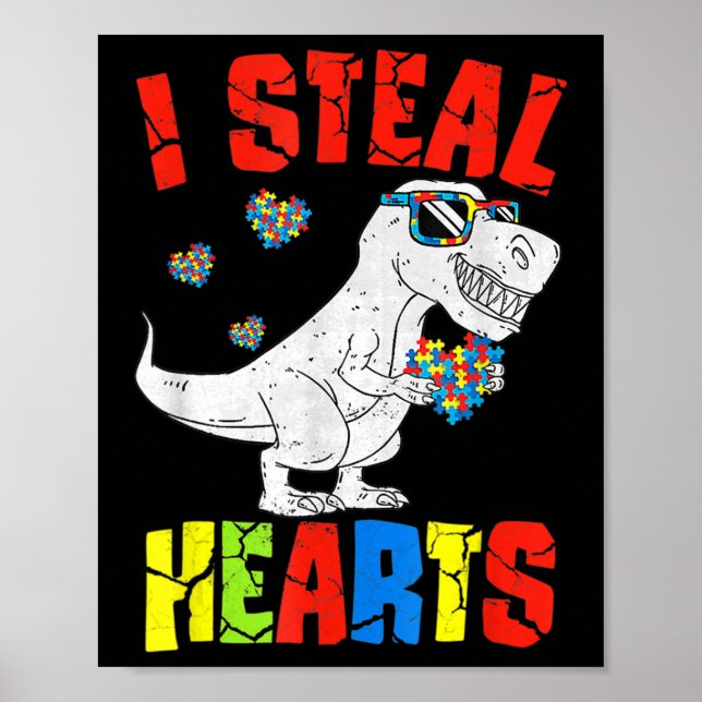 Affiche Je vole Coeurs Dinosaure Sensibilisation sur l'aut (Devant)