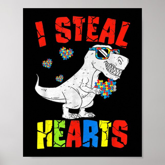 Affiche Je vole Coeurs Dinosaure Sensibilisation sur l'aut (Devant)