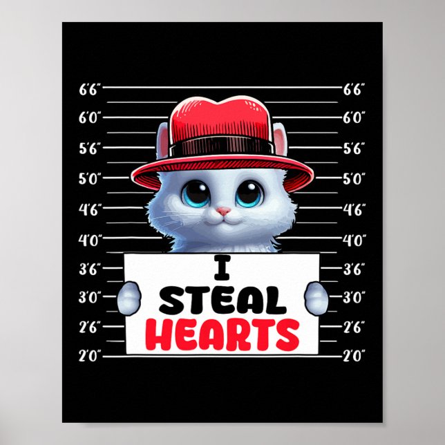 Affiche Je vole de mignons Coeurs Saint Valentin Propriéta (Devant)