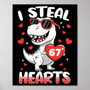 Affiche Je vole des cœurs 67 Mème Drôle de dinosaure Saint