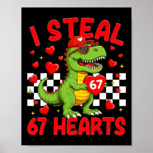 Affiche Je vole des cœurs 67 Saint-Valentin 67 Dinosaure T