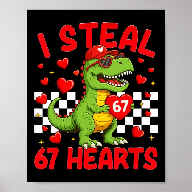 Affiche Je vole des cœurs 67 Saint-Valentin 67 Dinosaure T (Devant)