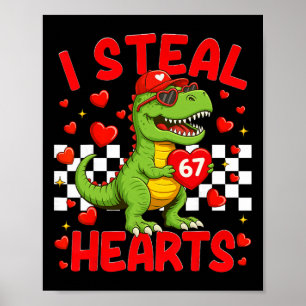 Affiche Je vole des cœurs 67 Saint-Valentin 67 Dinosaure T