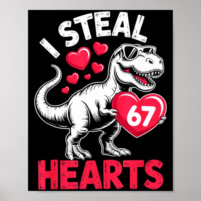 Affiche Je vole des cœurs 67 Saint-Valentin 67 Meme 6 7 T- (Devant)