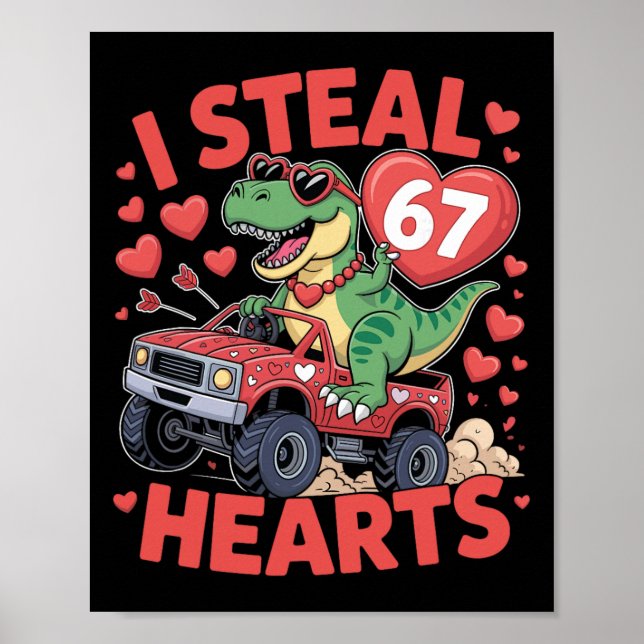 Affiche Je vole des cœurs 67 Saint-Valentin 67 Meme 6 7 T- (Devant)
