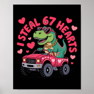 Affiche Je vole des cœurs 67 T-rex Saint-Valentin Drôle 6 