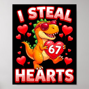 Affiche Je vole des cœurs 67 Trex Enfants Valentines Meme