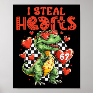 Affiche Je vole des cœurs Dinosaure 67 Saint Valentin Humo