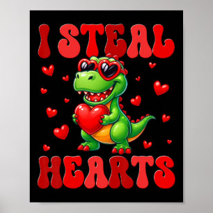 Affiche Je vole des coeurs Mignon dinosaure coeur Saint Va