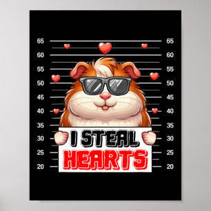 Affiche Je vole des coeurs mignons Valentine Guinée Cochon