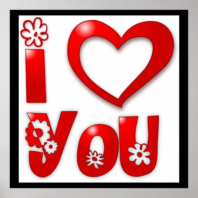 AFFICHE "JE VOUS AIME" FLEURS SUPER (Devant)