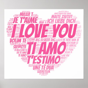 Affiche Je vous aime les langues dans le monde