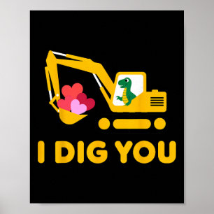 Affiche Je vous trouve mignon excavateur de dinosaures enf