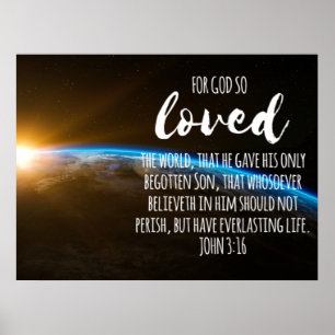 Affiche Jean 3:16 Bible Verse Christian