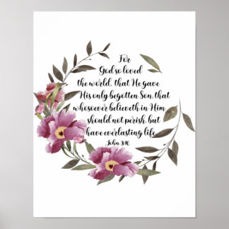 Affiche Jean 3:16 Car Dieu Aimait Le Monde, Écriture