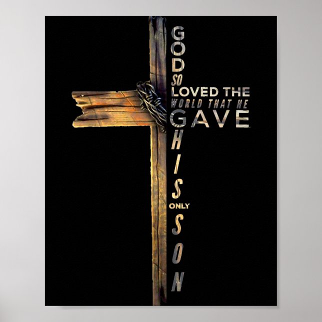 Affiche Jean 3_16 Croix Chrétienne Bible Mise à jour 2025  (Devant)
