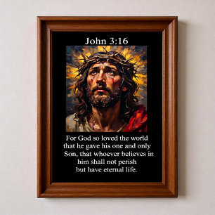 Affiche Jean 3:16 Crucifixion Passion Christ Couronne d'Ép