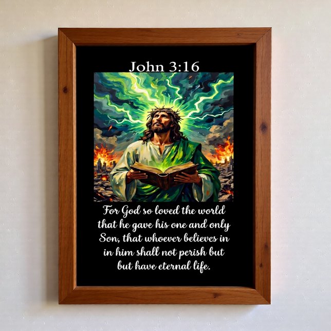 Affiche Jean 3:16 Jésus Sainte Bible Apocalypse Éclair (Créateur téléchargé)
