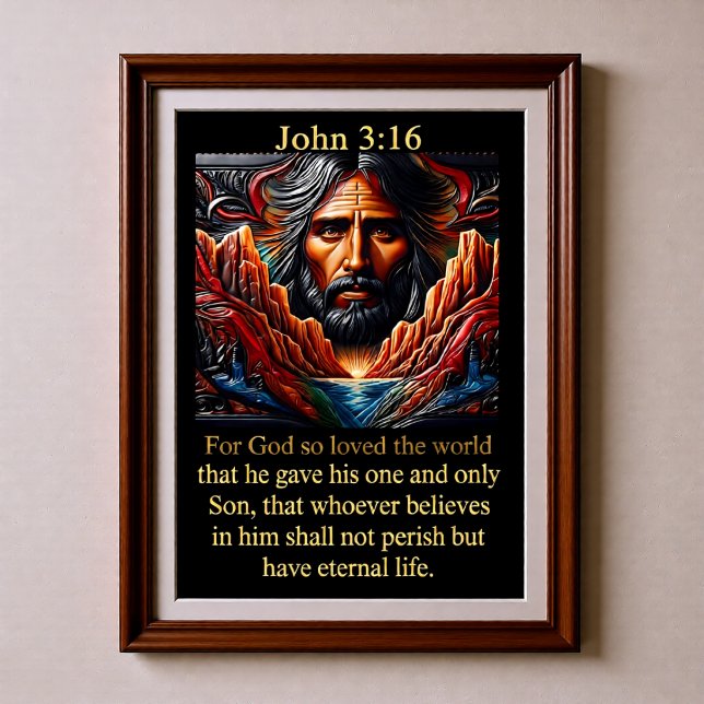 Affiche Jean 3:16 Visage de Jésus Canyon de la Rivière Rou (Créateur téléchargé)