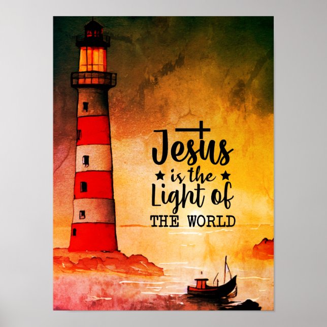 Affiche Jean 8 Jésus est la Lumière du Phare Mondial (Devant)