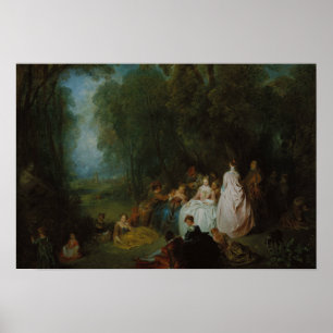 Affiche Jean-Antoine Watteau - Réunion pastorale