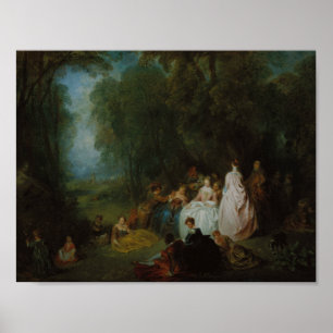 Affiche Jean-Antoine Watteau - Réunion pastorale