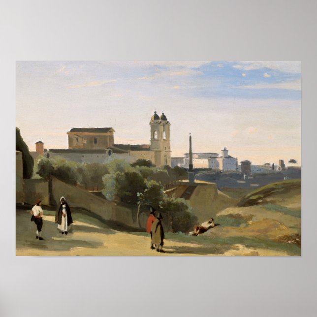 Affiche Jean-Baptiste-Camille Corot - Monte Pincio, Rome (Devant)