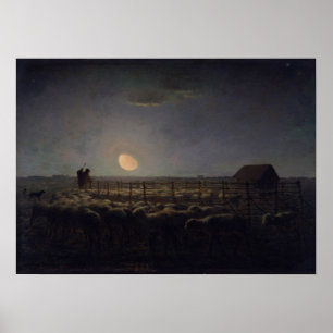 Affiche Jean-Francois Millet - Bergerie, Clair de Lune 186