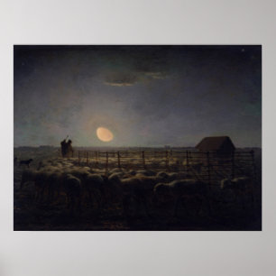 Affiche Jean-Francois Millet - Bergerie, Clair de Lune 186