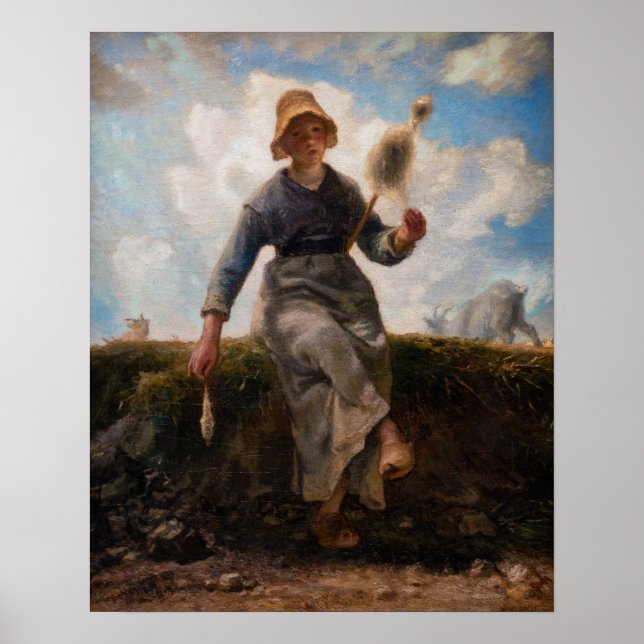 Affiche Jean-Francois Millet - La Fileuse (Devant)