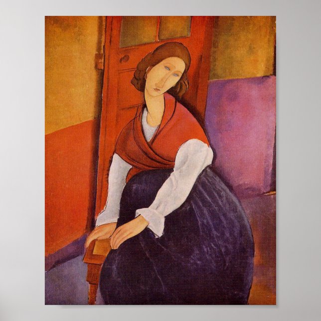 Affiche Jeanne Hebuterne Dans Un Châle Rouge Par Modiglian (Devant)