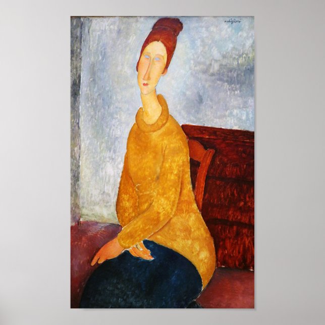 Affiche Jeanne Hebuterne en Sweat Jaune, Modigliani (Devant)