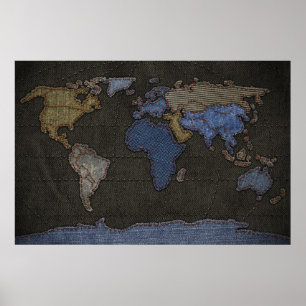 Affiche Jeans World Map (Pas de étiquettes)