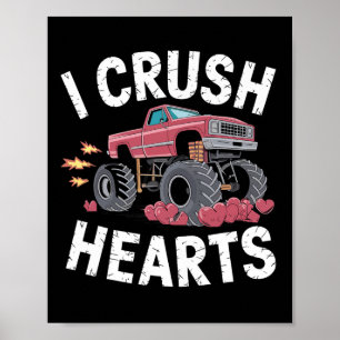 Affiche J'écrase Coeurs Monster Truck Funny Valentines Day