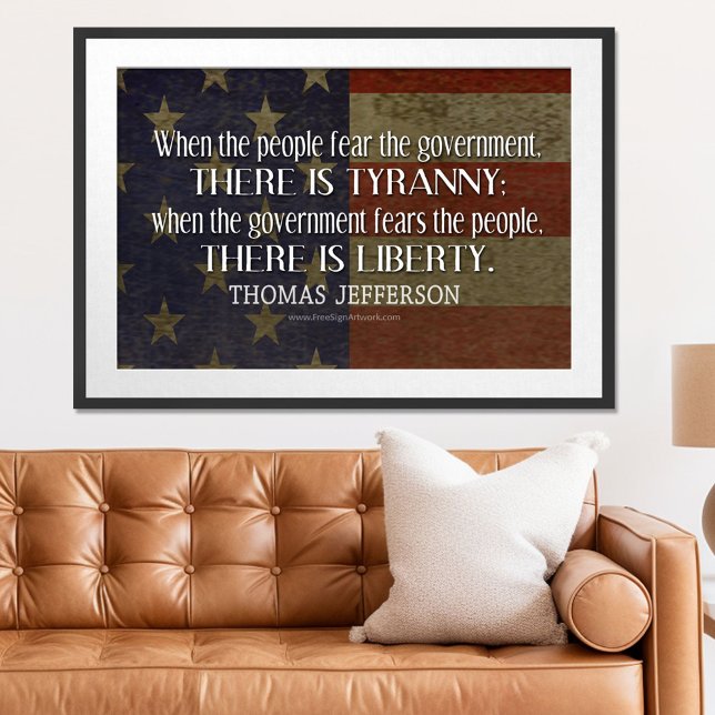 Affiche Jefferson Citation sur la liberté et la tyrannie (Patriotic Poster)
